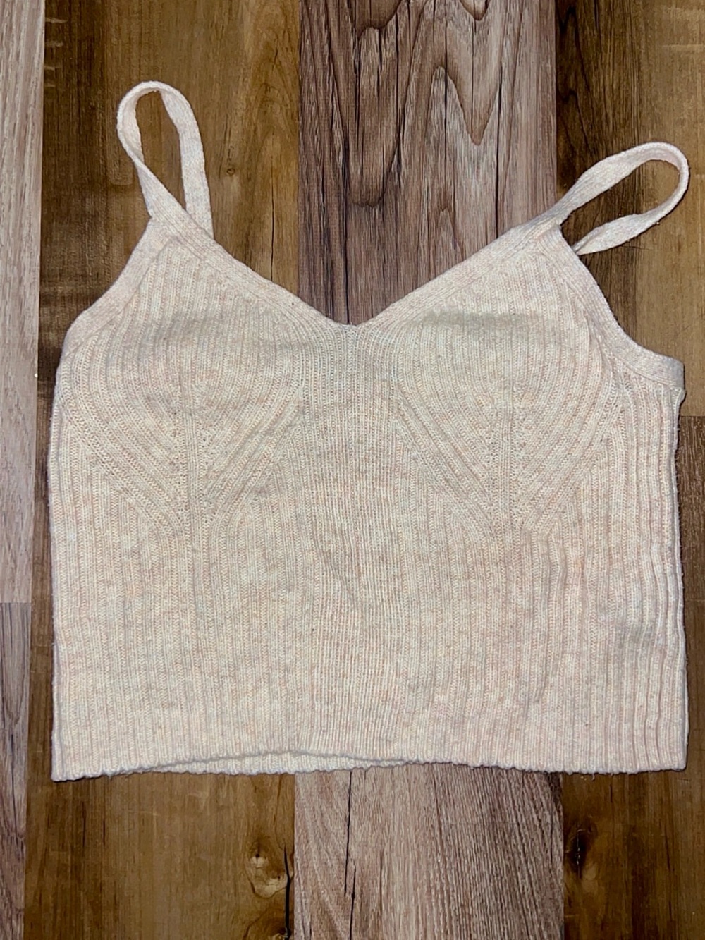 Auden Ribbed V-Neck Cropped Cami in Cream